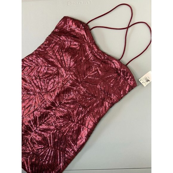 Cosmopolitan Dress the population small Kimberly sequin mini dress cranberry NWT - Picture 3 of 9
